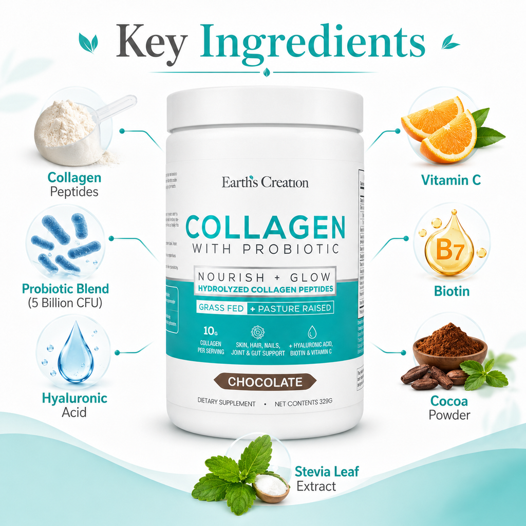 Earth’s Creation Collagen with Probiotic – Chocolate, 329 g