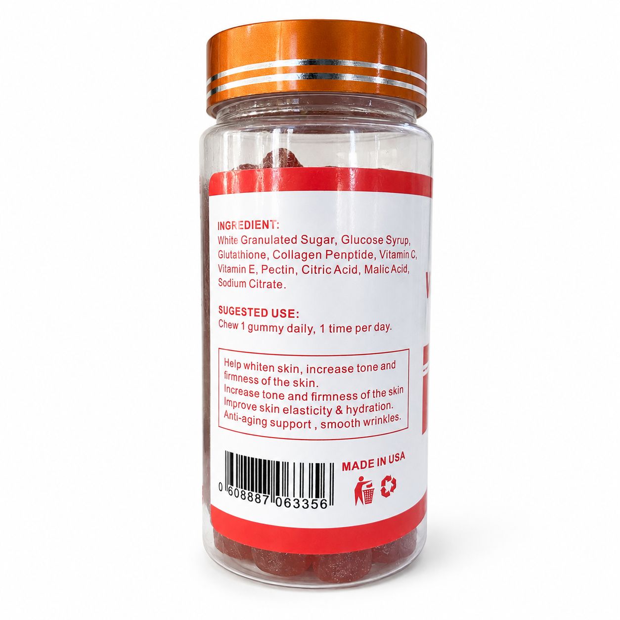 Nature’s Cure Whitening Gummies – Strawberry Flavor,