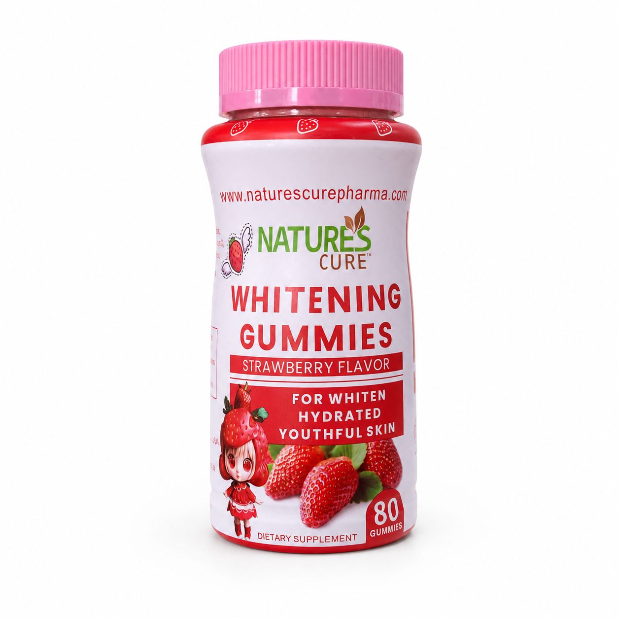 Nature’s Cure Whitening Gummies – Strawberry Flavo