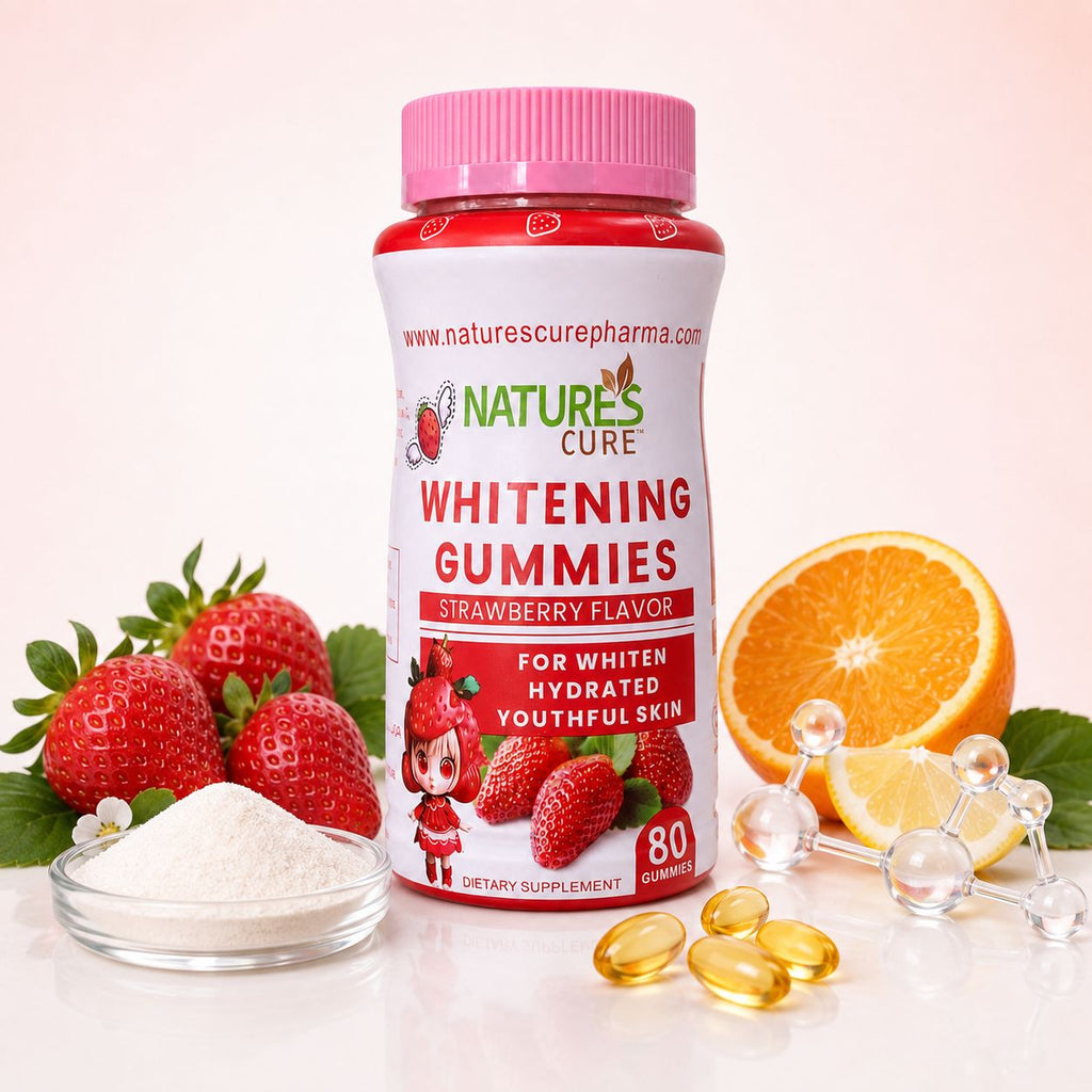 Nature’s Cure Whitening Gummies – Strawberry Flavo